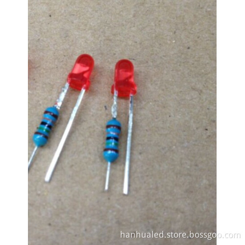 3mm Round Red 640nm with Resistor
